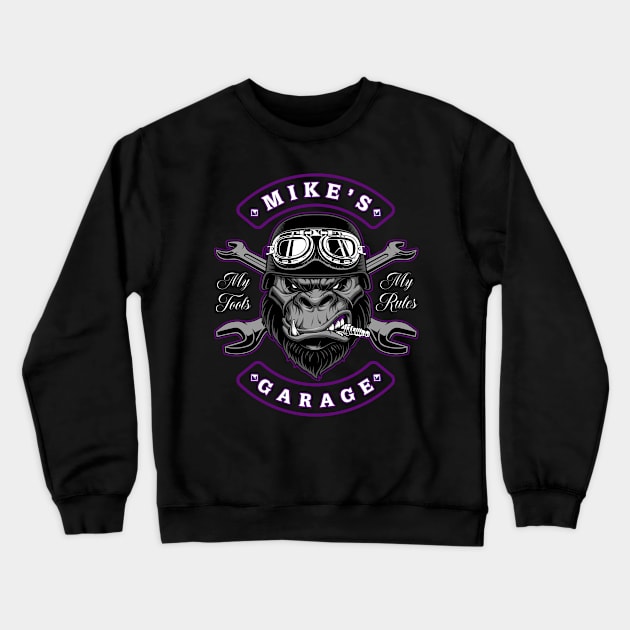 Mike's Garage Personalized Men's Gift Crewneck Sweatshirt by grendelfly73